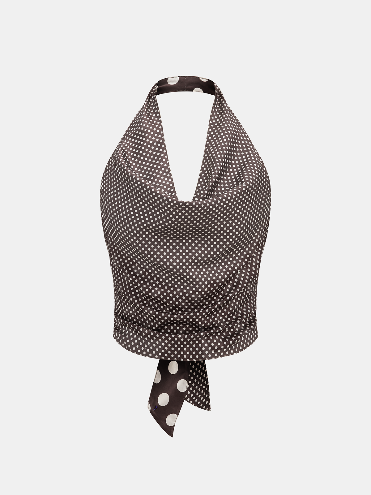 Polka Dot Backless Halter Satin Top