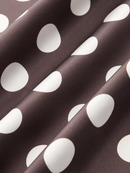 Polka Dot Backless Halter Satin Top