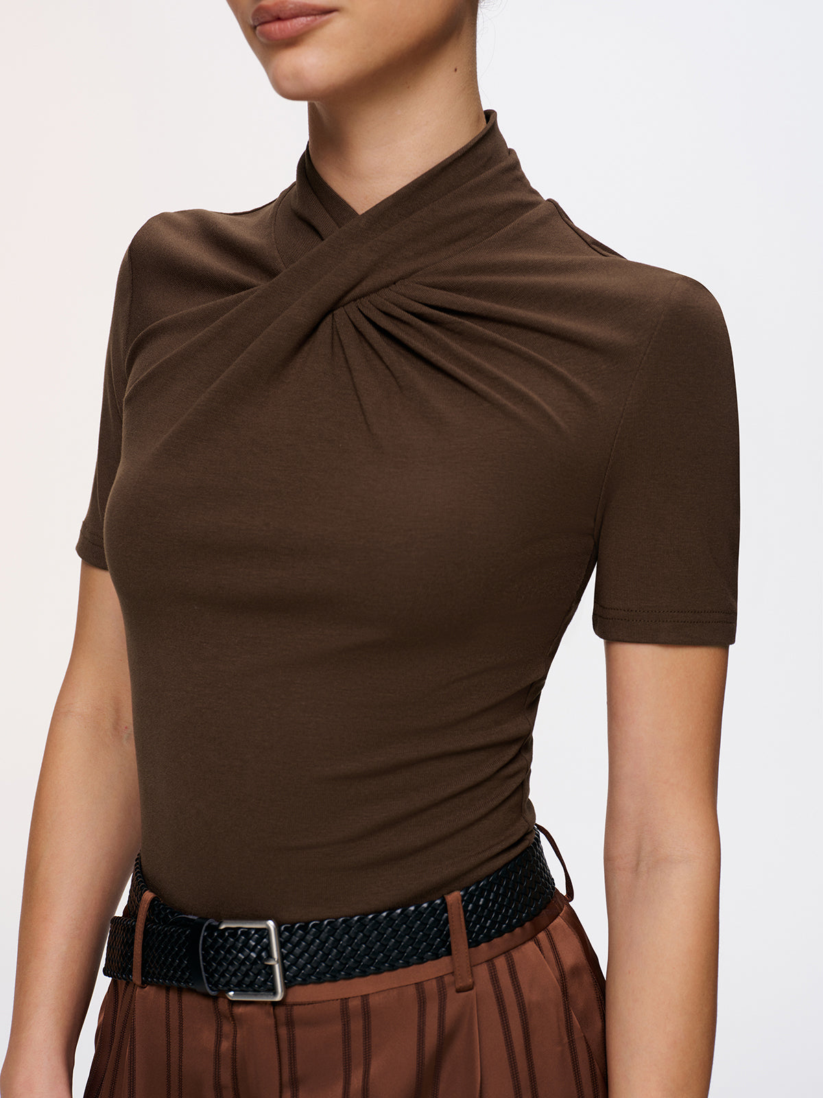 Twist-Front Short-Sleeve Top
