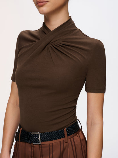 Twist-Front Short-Sleeve Top