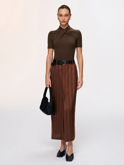 Twist-Front Short-Sleeve Top