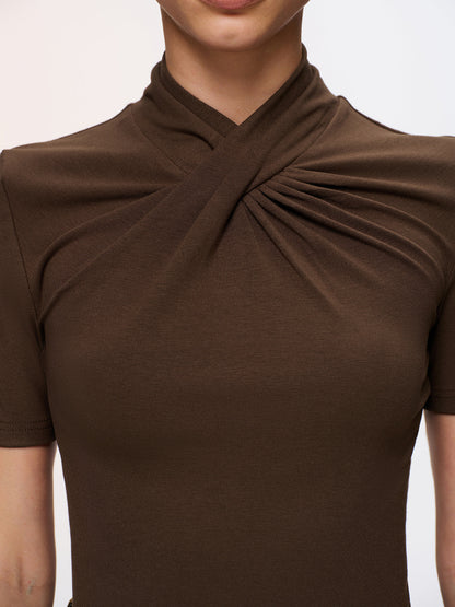 Twist-Front Short-Sleeve Top