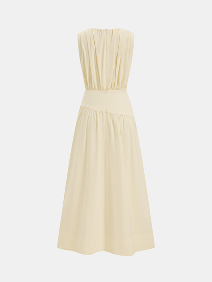 Sleeveless Ruched Waist Midi Dress
