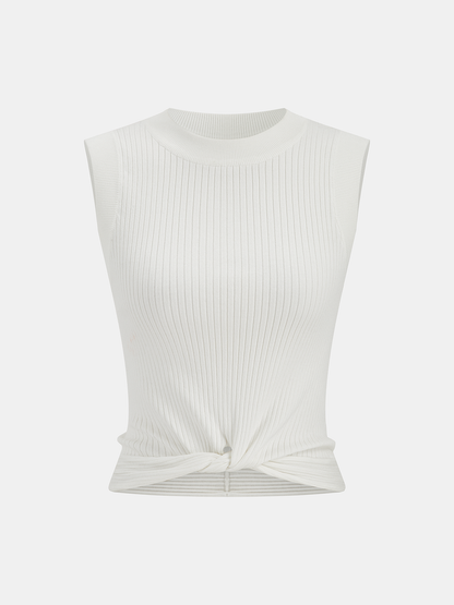 Ribbed Knotted Sweater Vest