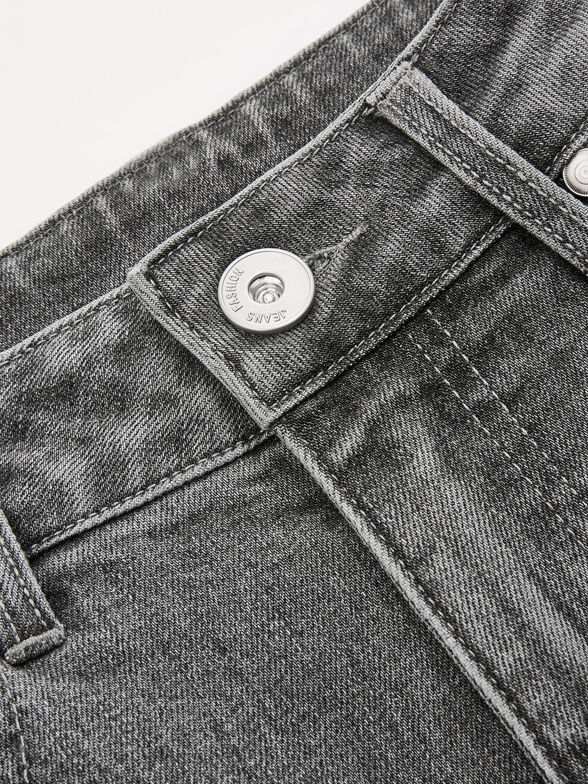 Mid-Waist Wide-Leg Denim Pants