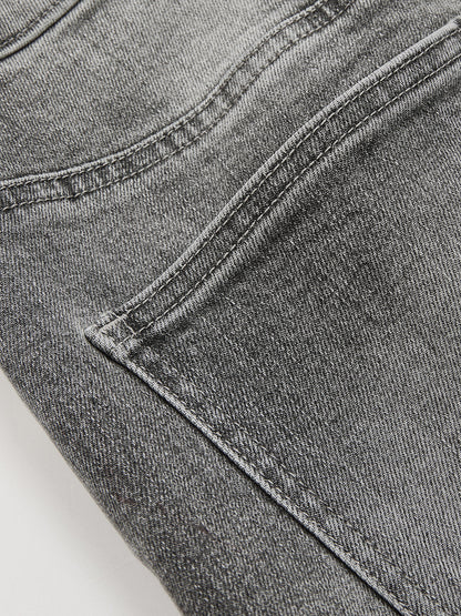 Mid-Waist Wide-Leg Denim Pants