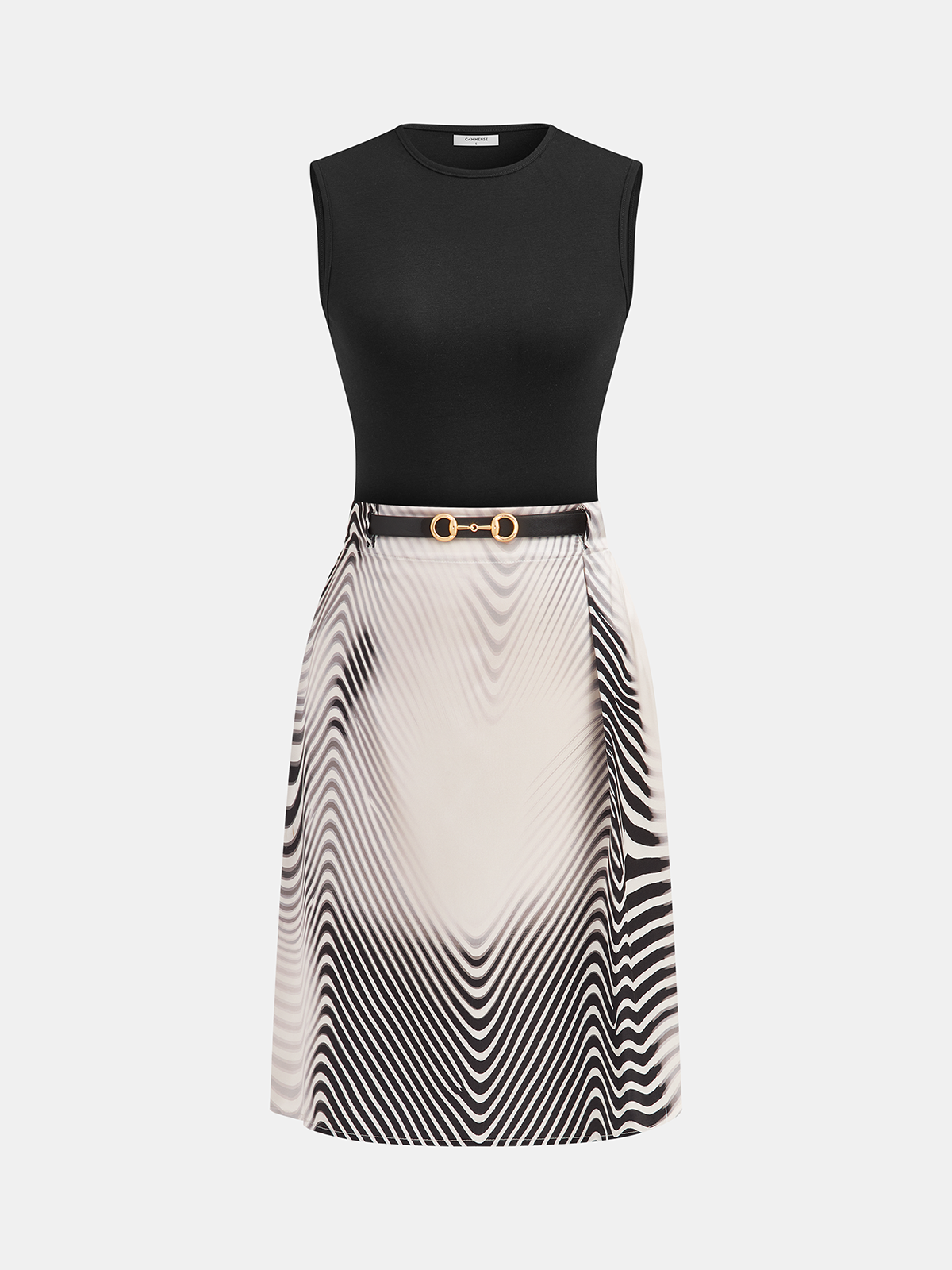Sleeveless Top & Zebra Print Midi Skirt Set