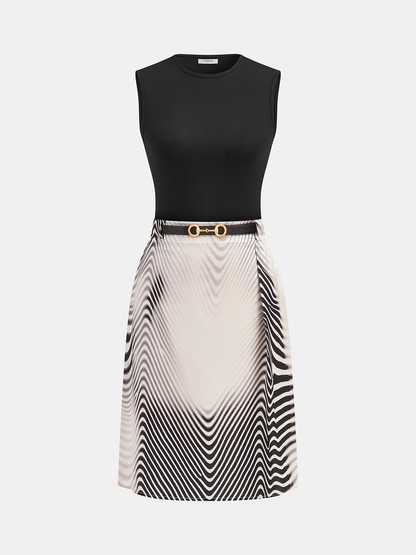 Sleeveless Top & Zebra Print Midi Skirt Set