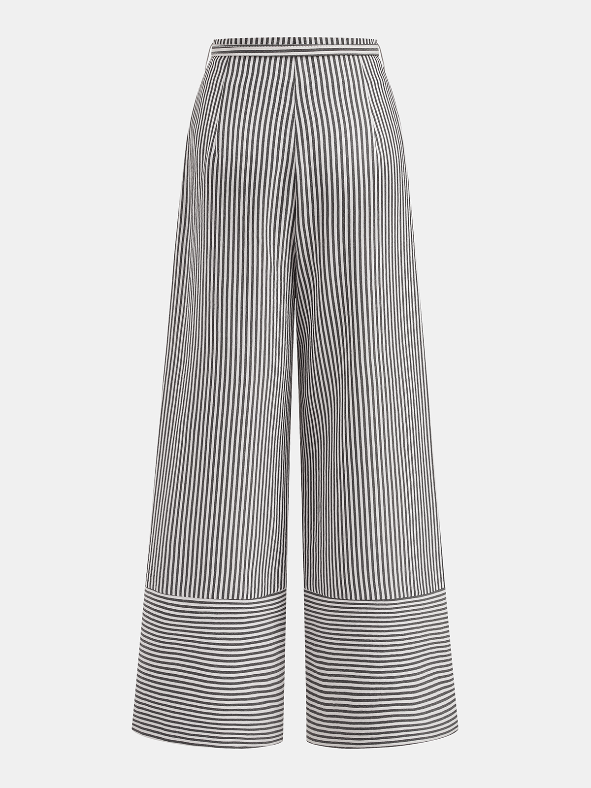 Belted Striped Wide-Leg Pants