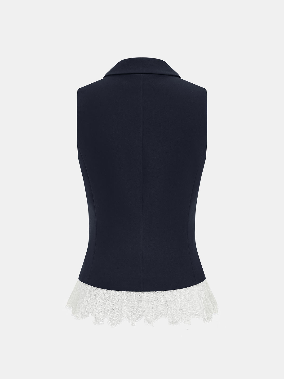 Lace Trim Blazer Vest & Shorts Set