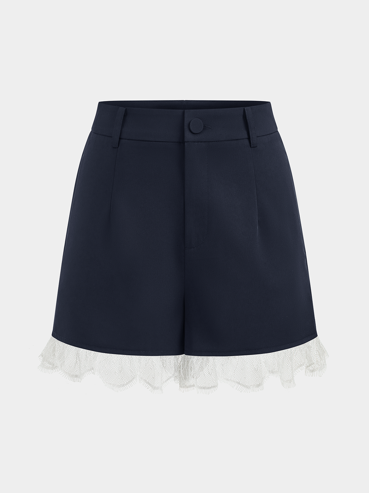 Lace Trim Blazer Vest & Shorts Set