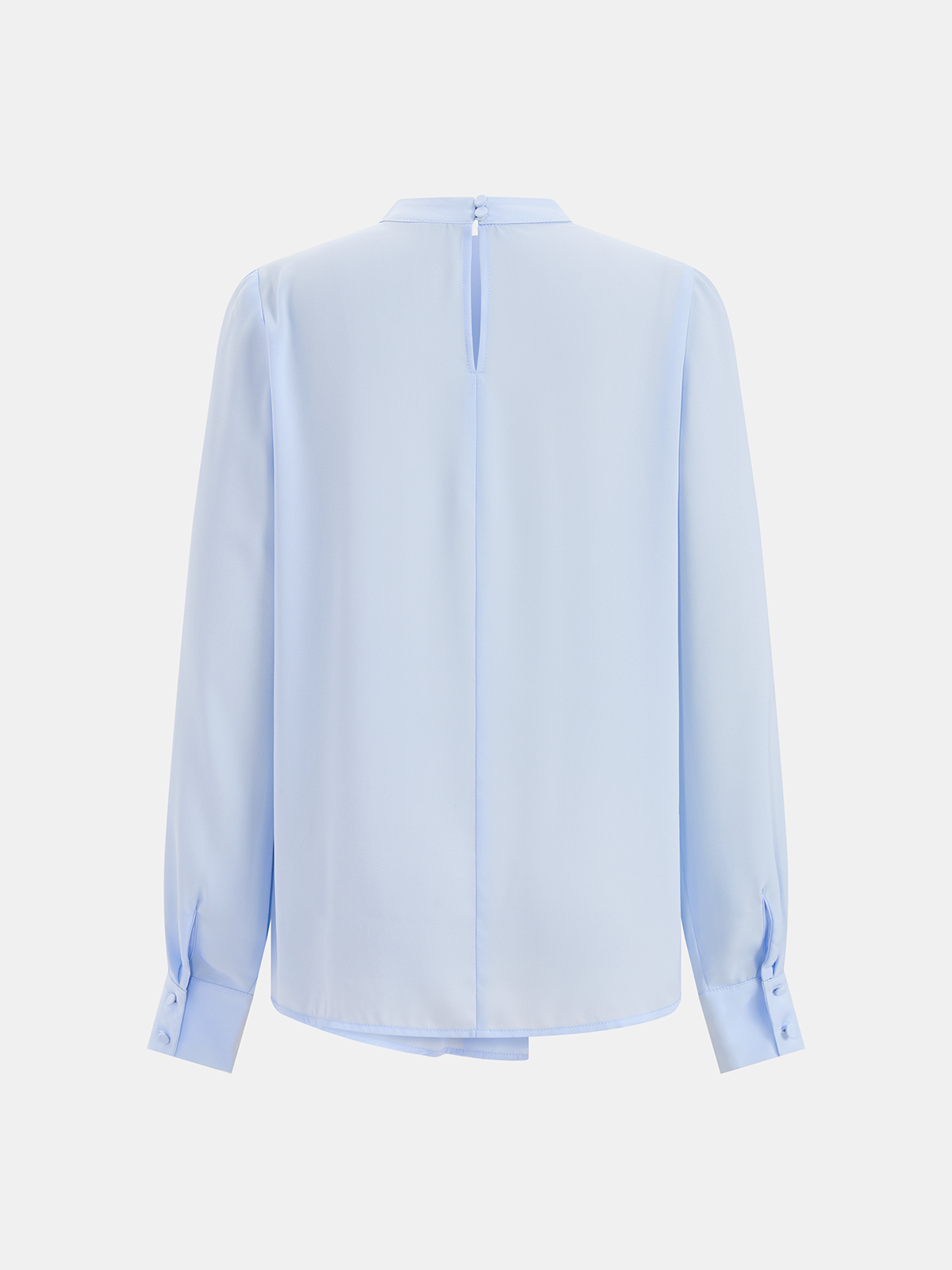 Keyhole Neck Pleated Long Sleeve Blouse