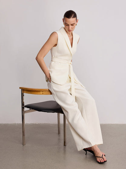 Tailored Lapel Belted Vest