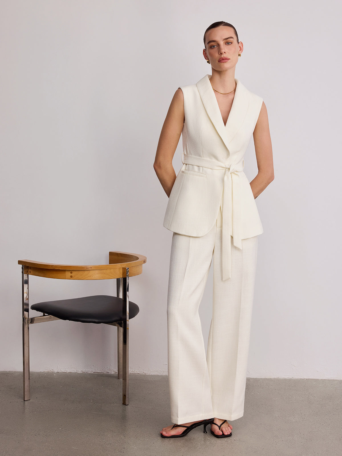 Tailored Lapel Belted Vest