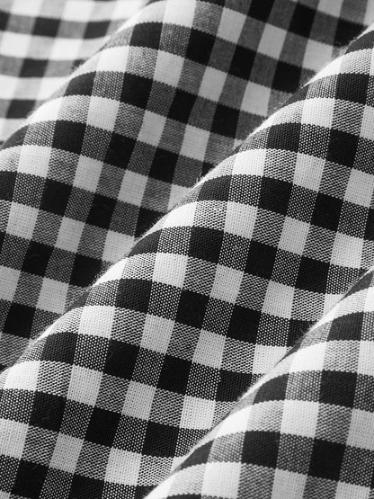 Gingham Sleeveless Cotton Ruched Split Maxi Dress