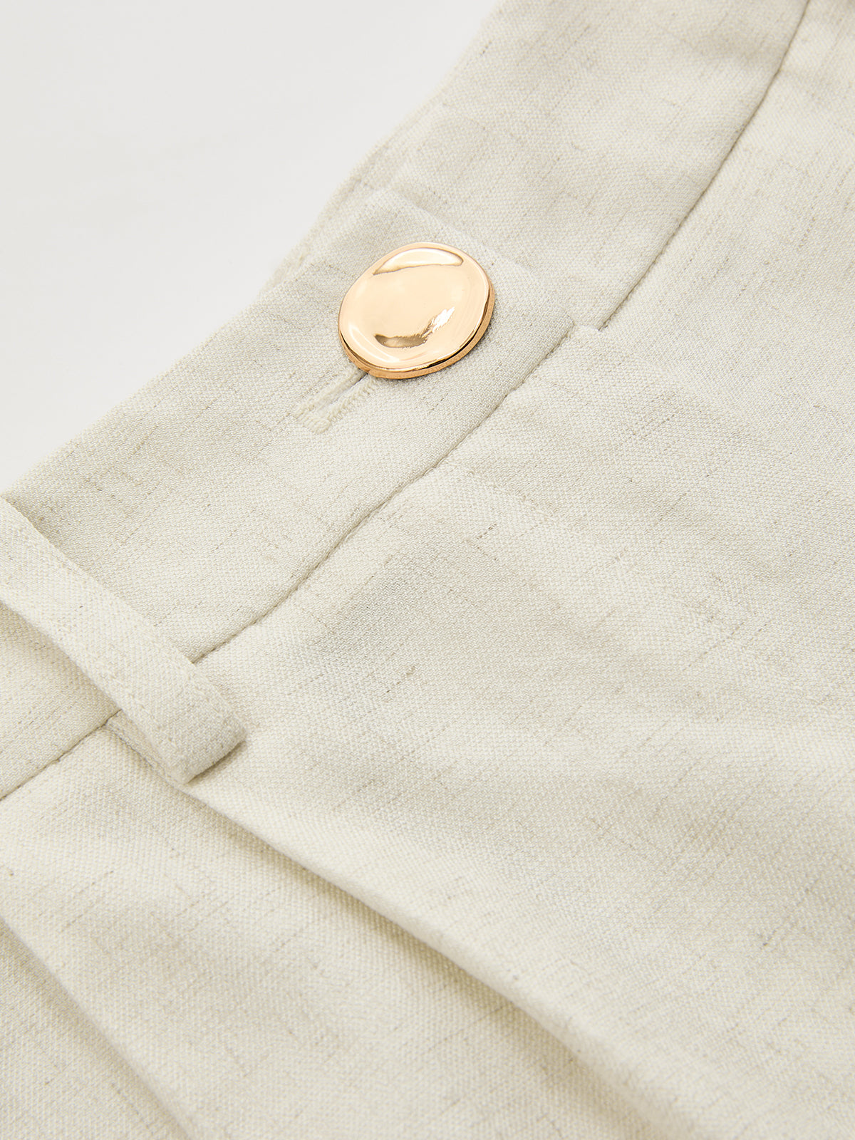Cotton Linen High Waist Wide Leg Pants