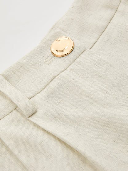 Cotton Linen High Waist Wide Leg Pants
