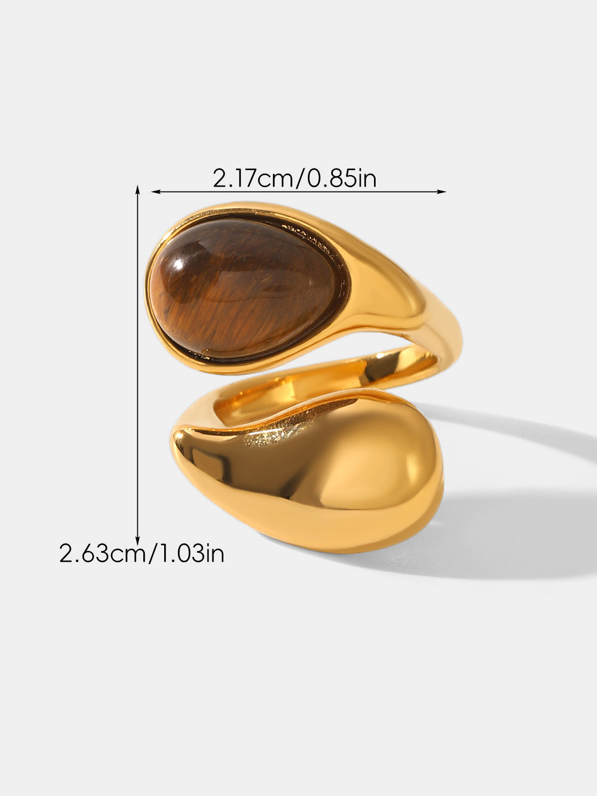 Tiger Eye Stone Open Cuff Ring