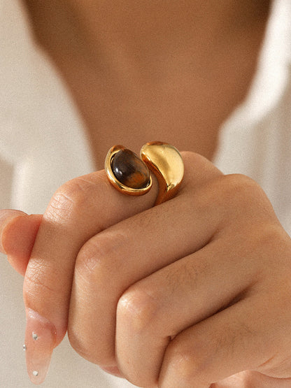 Tiger Eye Stone Open Cuff Ring