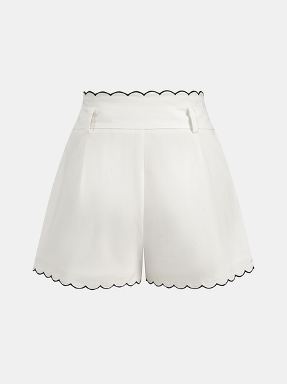 Cotton Scallop Trim Shirt & Shorts Set