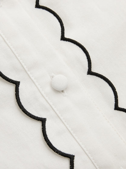 Cotton Scallop Trim Shirt & Shorts Set