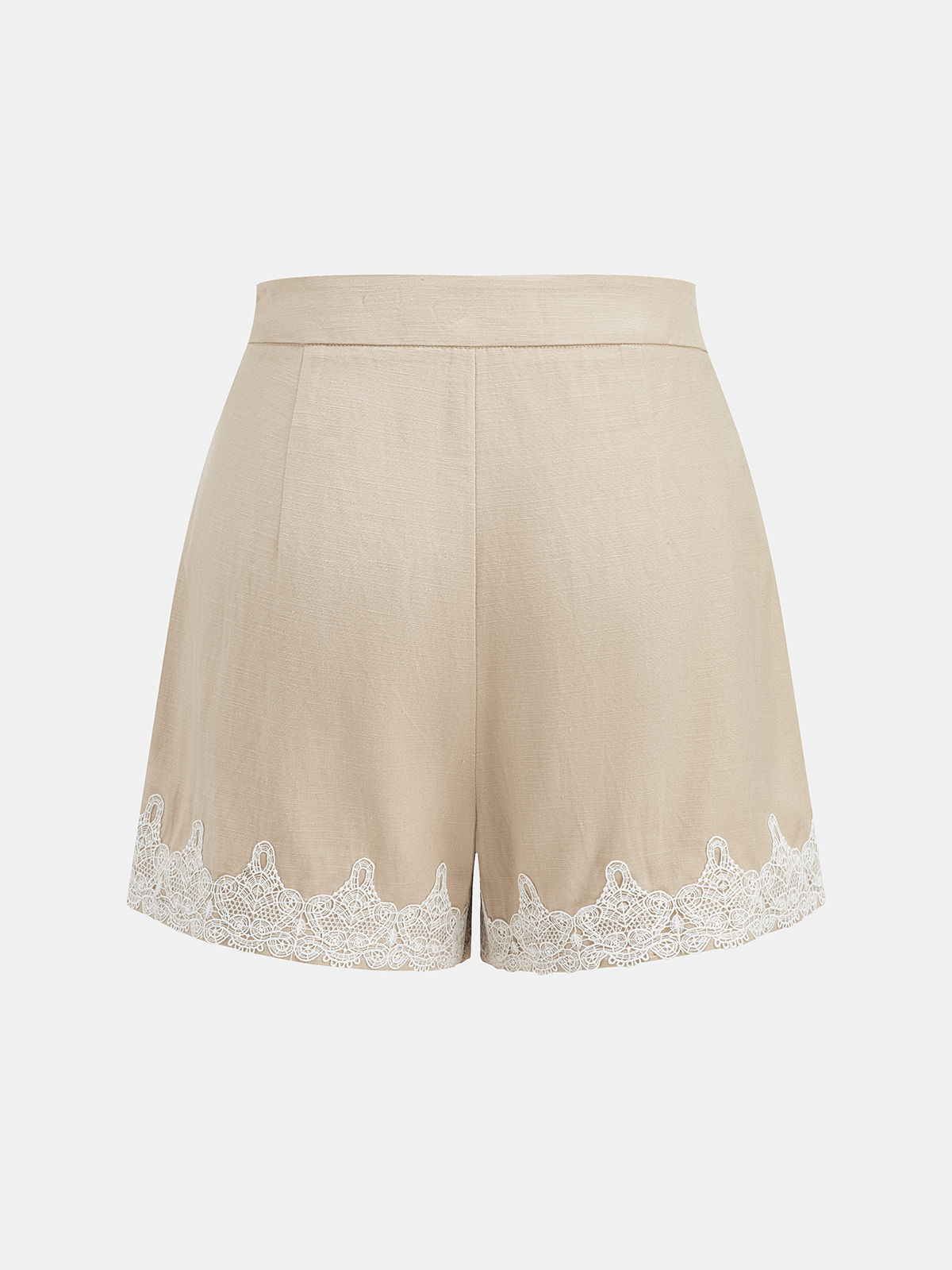 Linen Blend Lace Trim Shirt & Shorts Set