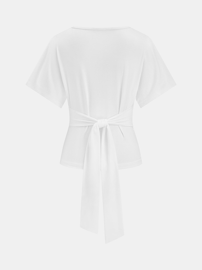 Back Tie Short Sleeve Top