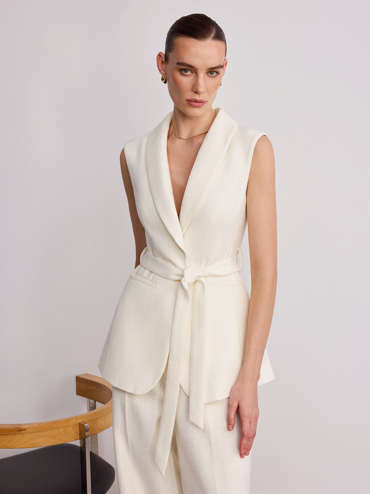 Tailored Lapel Belted Vest