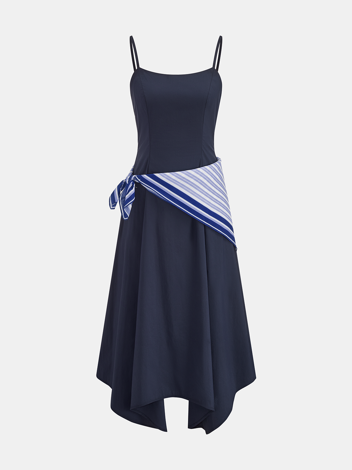Kerchief Detail Cotton Blend Cami Midi Dress