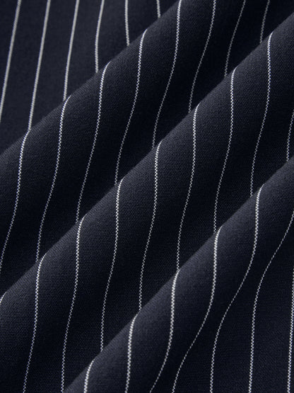 Pinstripe Wrap Tie Top & Wide-Leg Pants Set