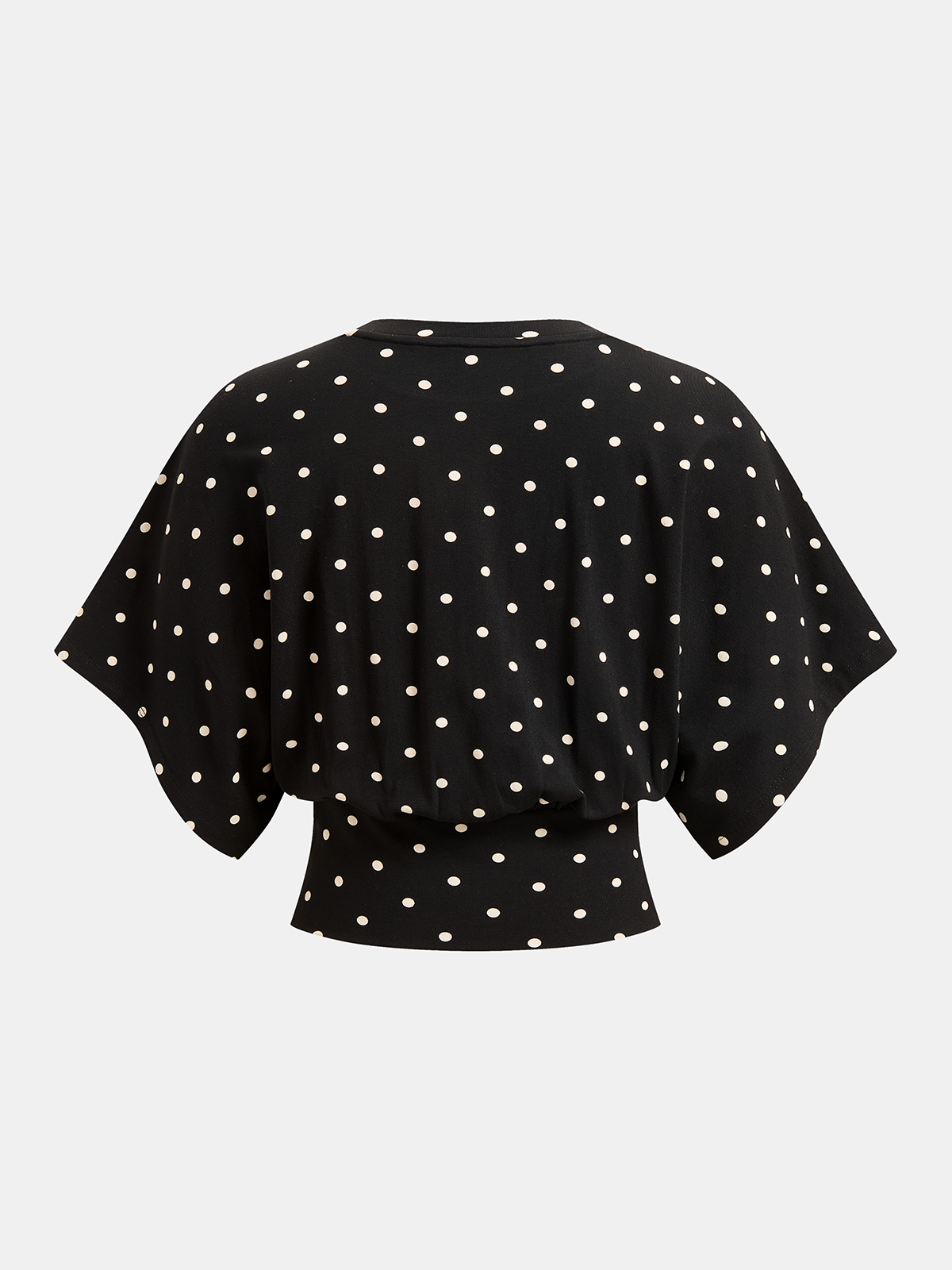 Polka Dot Batwing Cinched Waist Top