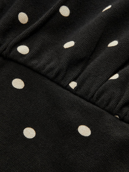 Polka Dot Batwing Cinched Waist Top