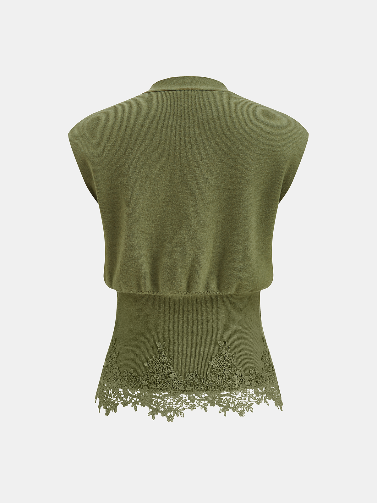 Lace Trim Metal Button V-Neck Knit Vest