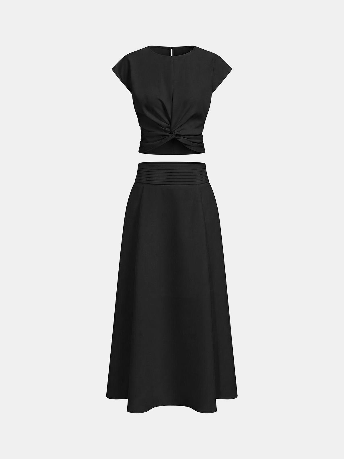 Twist-Front Crop Top & Midi Skirt Set