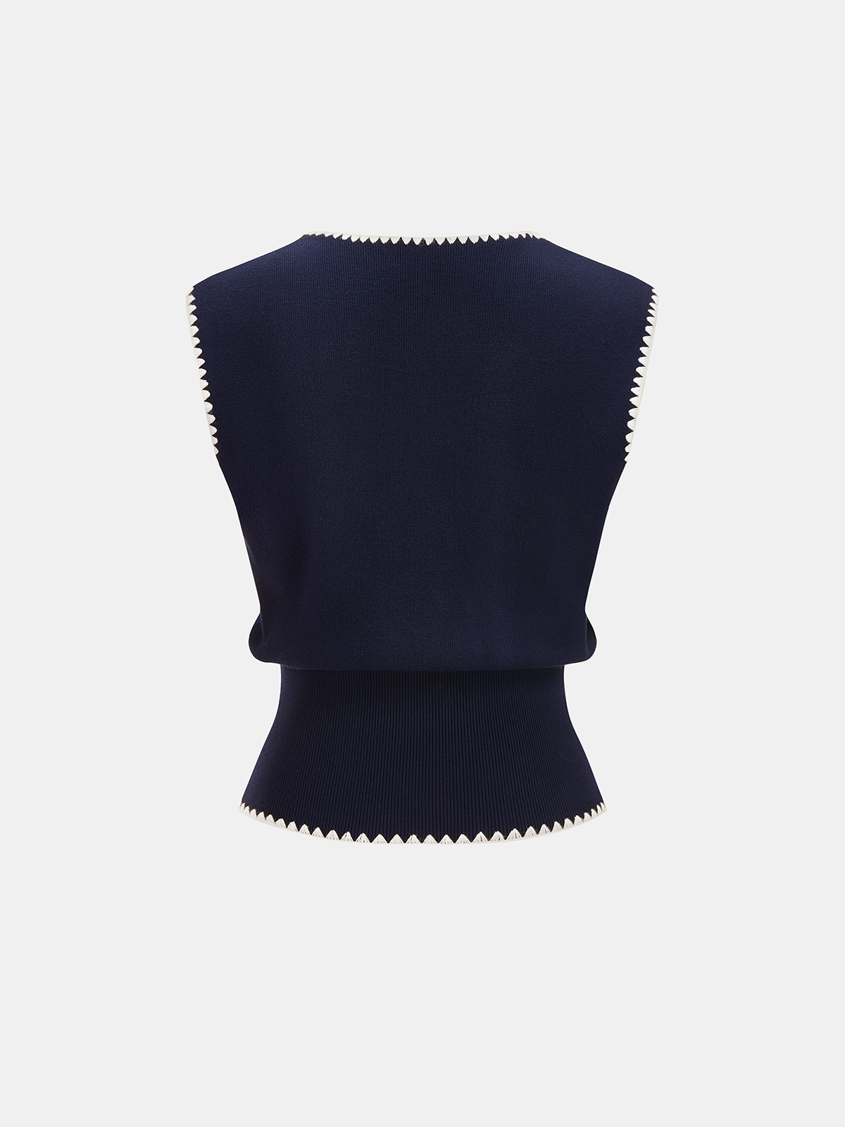 Contrast Trim Metal Closure Knitted Vest