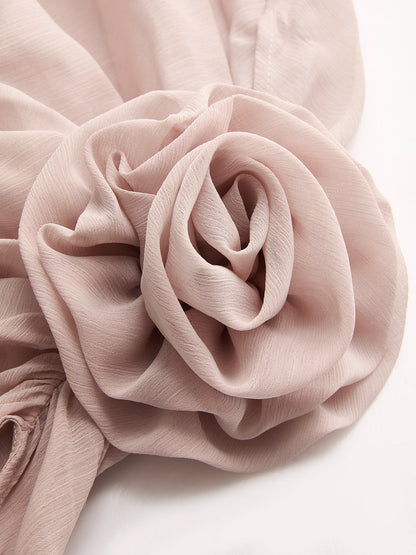 One Shoulder 3D Flower Sheer Blouse