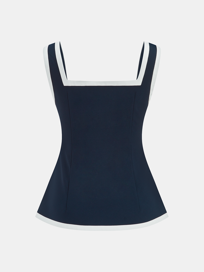 Contrast Trim Strappy Top & Mini Skirt Set