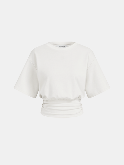 Ruched Waist Cropped Short Sleeve Top