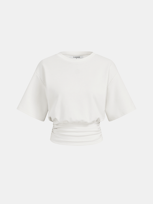 Ruched Waist Cropped Short Sleeve Top