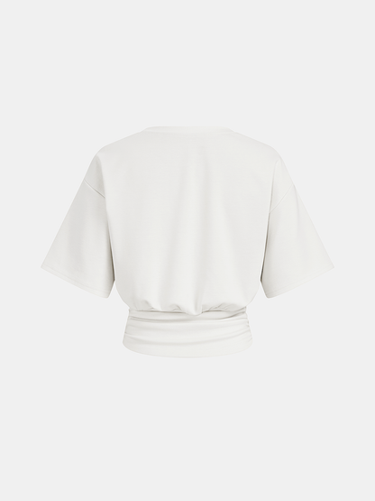 Ruched Waist Cropped Short Sleeve Top