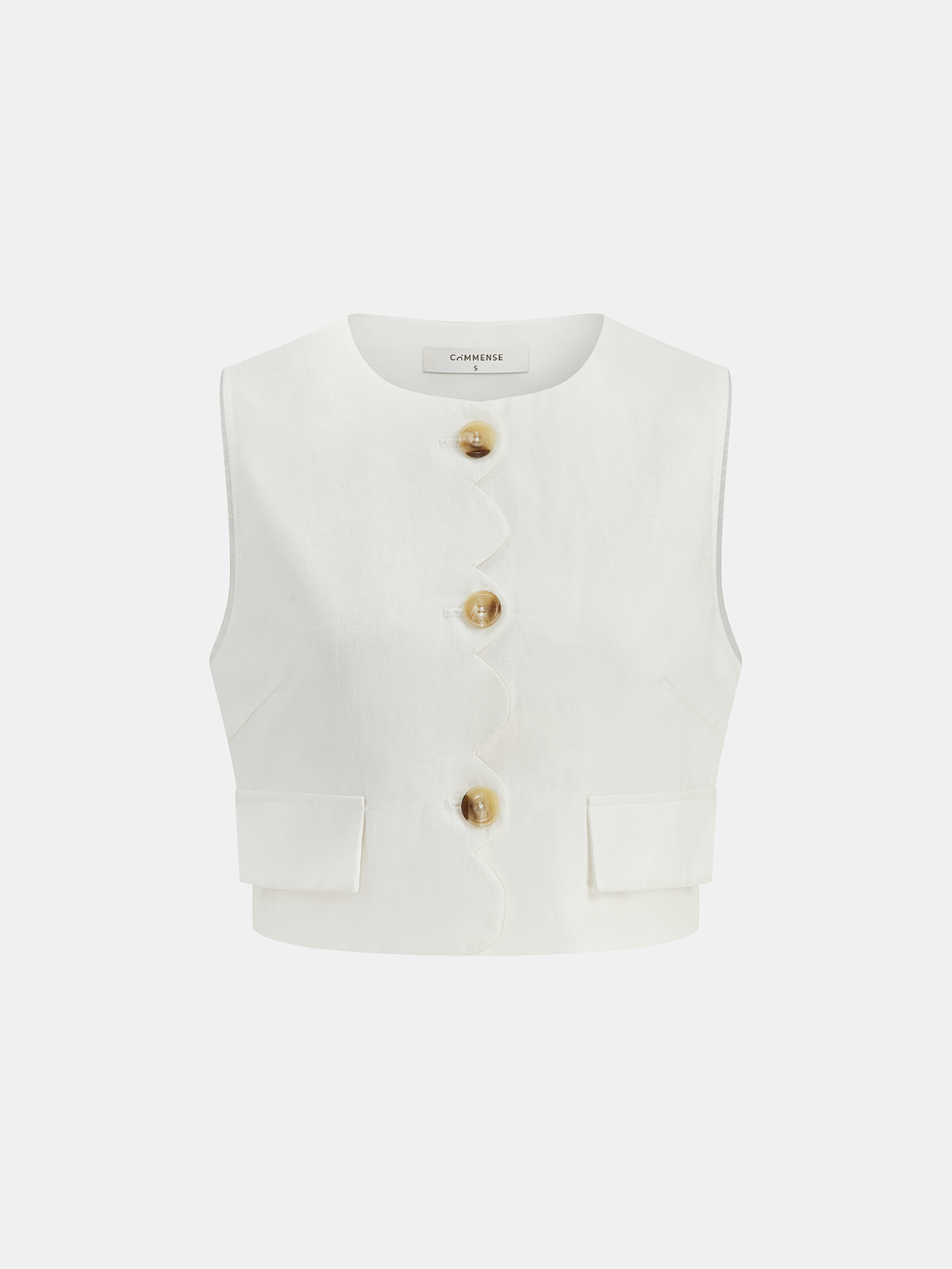 Cotton Linen Scallop Trim Vest & Skirt Set