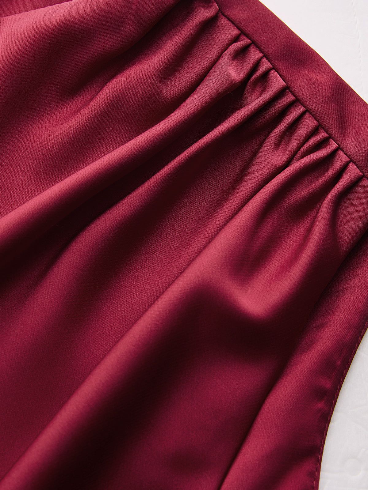 Ruched Asymmetrical Satin Tank Top