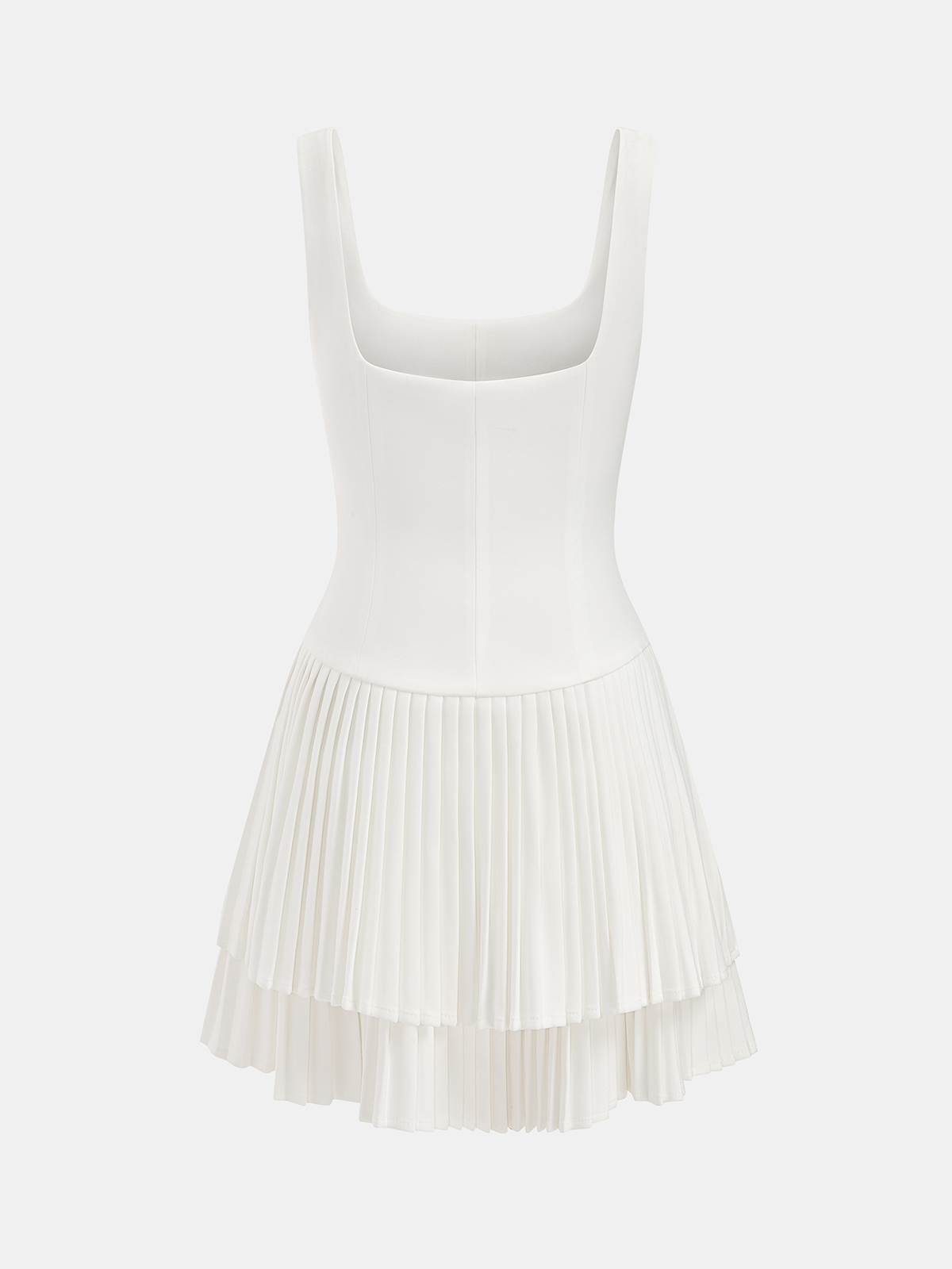 Square Neck Pleated Dress