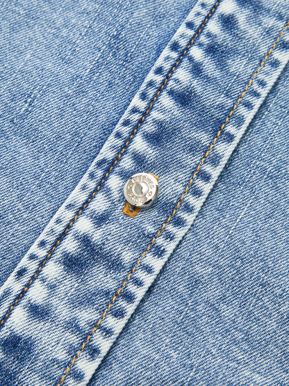Tie Neck Sleeveless Denim Shirt