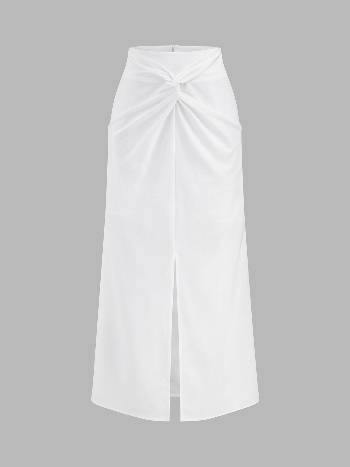 Cotton Linen Twisted Slit Midi Skirt