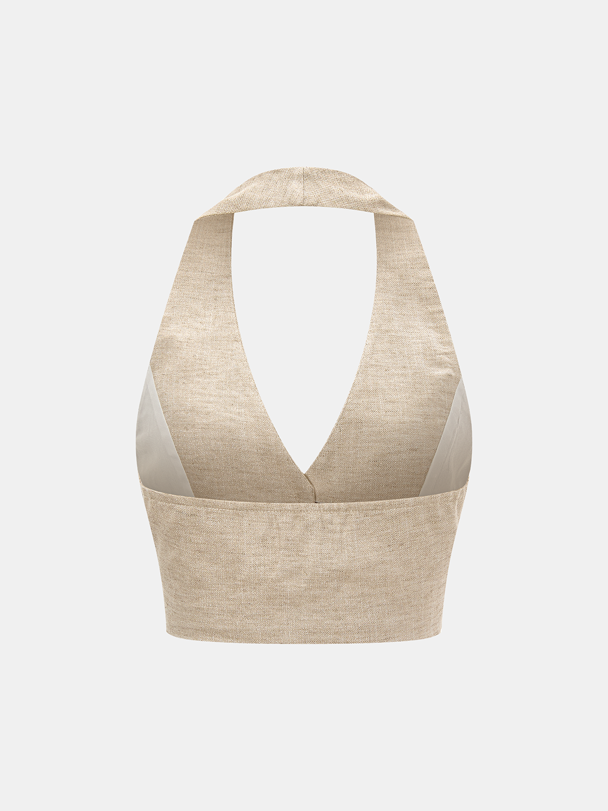Linen Blend Halter Crop Top & Pants Set