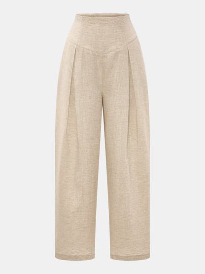 Linen Blend Halter Crop Top & Pants Set