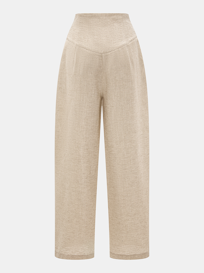 Linen Blend Halter Crop Top & Pants Set