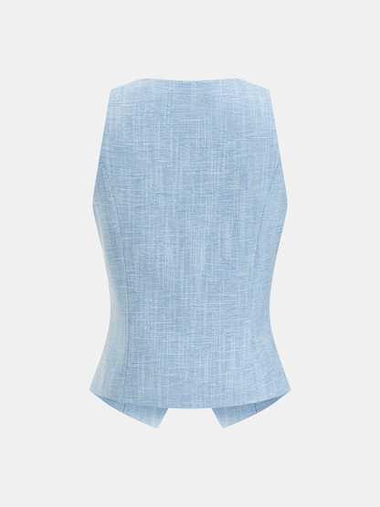 Textured Metal Button Vest & Shorts Set