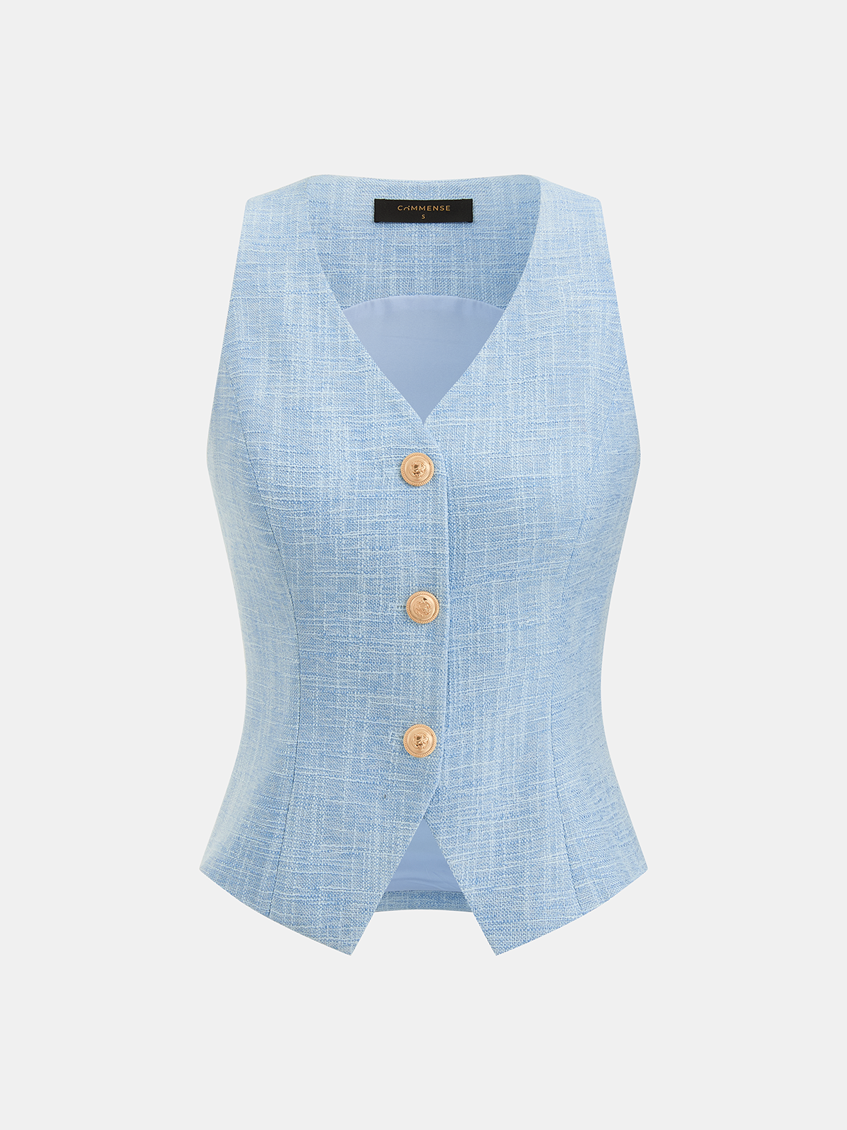 Textured Metal Button Vest & Shorts Set